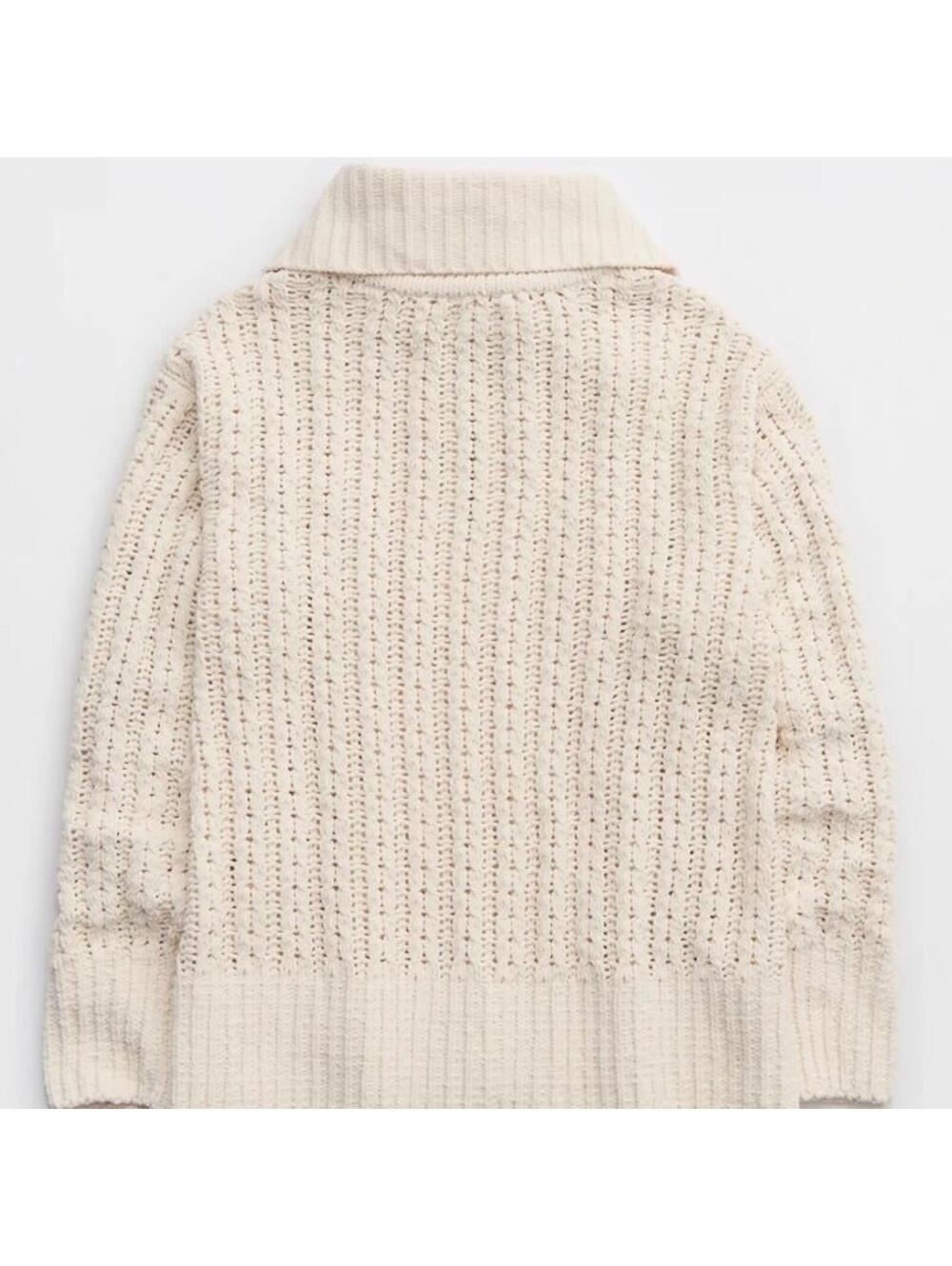 Aerie Cable Car Quarter Zip Chunky Sweater In Toasted Coconut Cream Women’s XS - Picture 15 of 15
